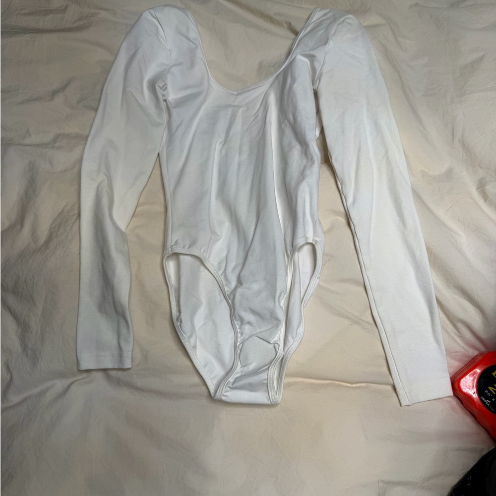 Long-Sleeve White One-Piece Bodysuit